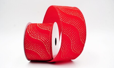 Rood lint met glitter, golf- en stippenpatroon_KW0474GC-7-7